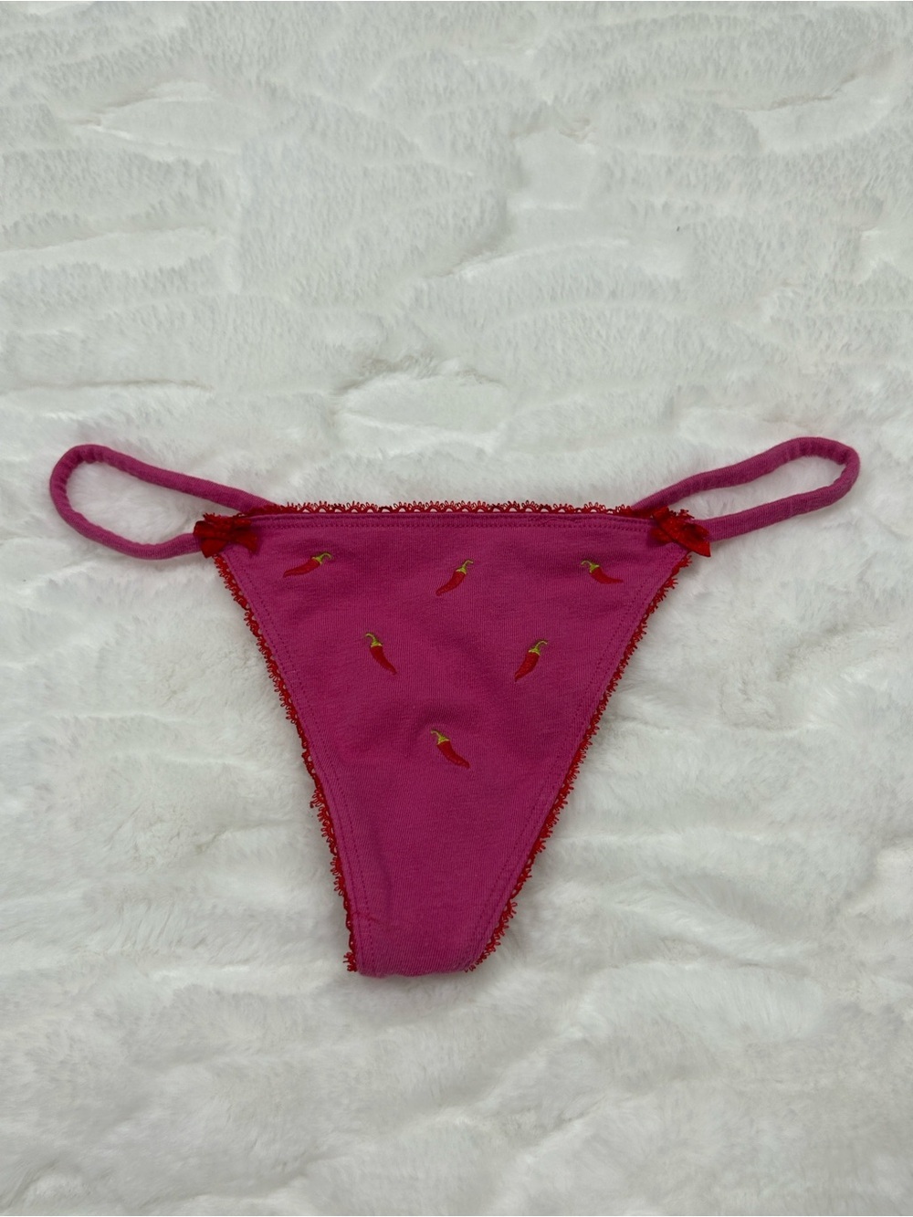 Victoria’s Secret Chilly Pepper Embroidered V String Thong Panty S
